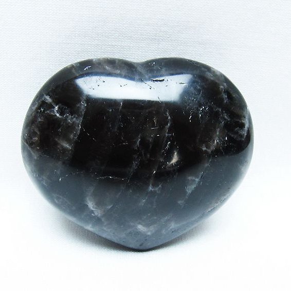 モリオン 純天然 黒水晶 ハート 置物[T375-5080]