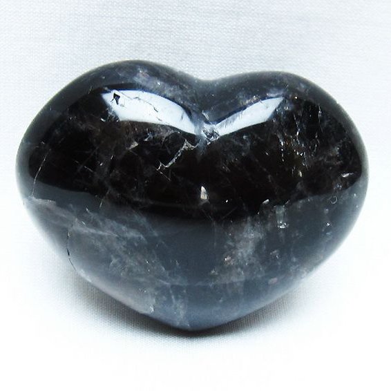 モリオン 純天然 黒水晶 ハート 置物[T375-5088]