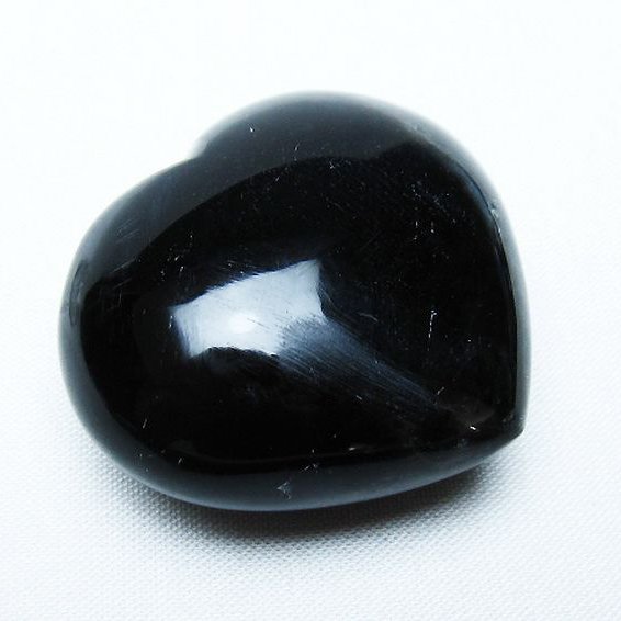 モリオン 純天然 黒水晶 ハート 置物 [t375-5130]