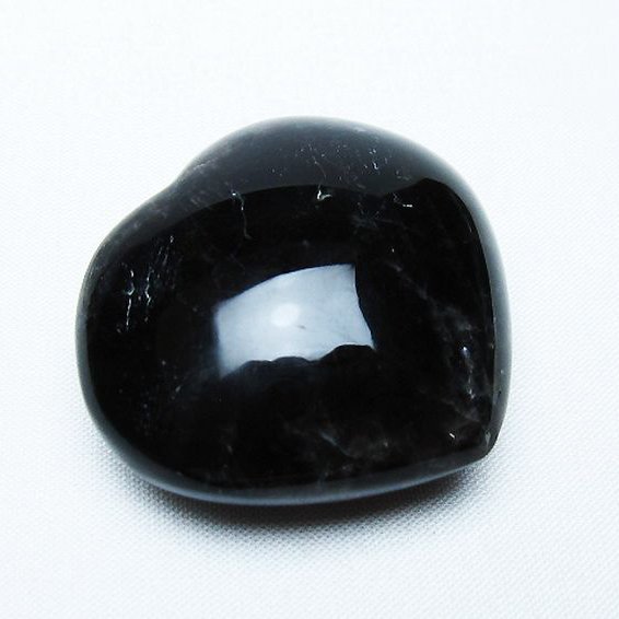 モリオン 純天然 黒水晶 ハート 置物 [t375-5136]