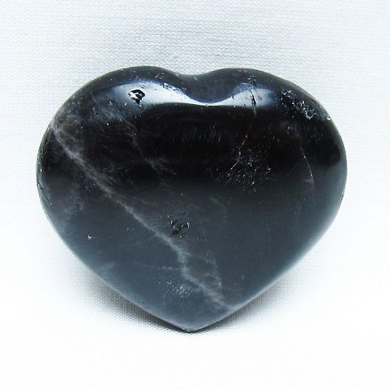 モリオン 純天然 黒水晶 ハート 置物[T375-5146]