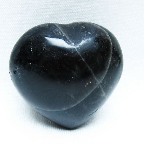 モリオン 純天然 黒水晶 ハート 置物[T375-5155]