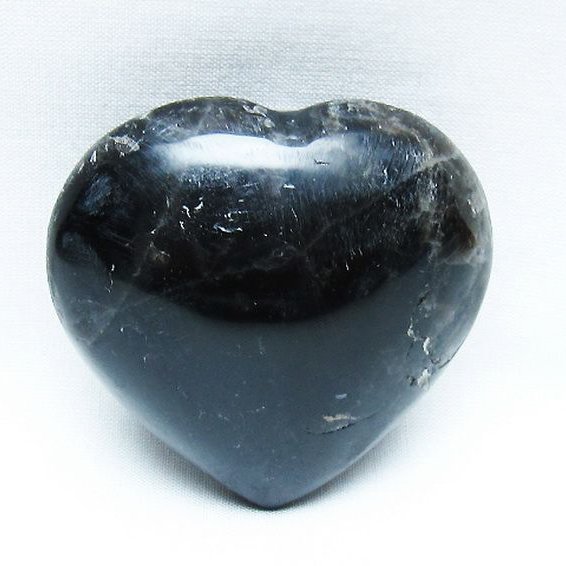 モリオン 純天然 黒水晶 ハート 置物[T375-5162]