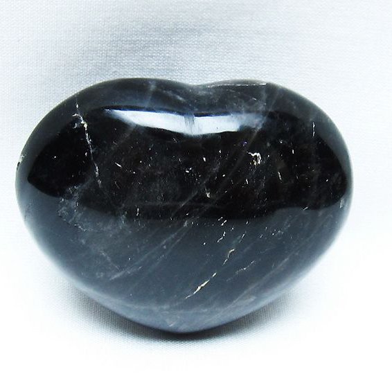 モリオン 純天然 黒水晶 ハート 置物[T375-5166]