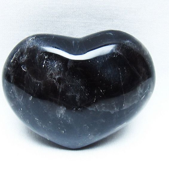 モリオン 純天然 黒水晶 ハート 置物[T375-5174]