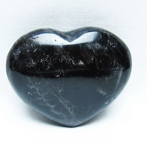 モリオン 純天然 黒水晶 ハート 置物[T375-5178]