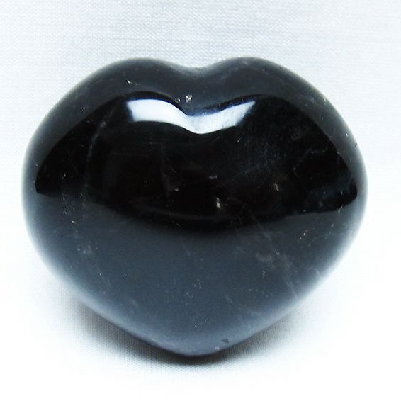 モリオン 純天然 黒水晶 ハート 置物[T375-5202]