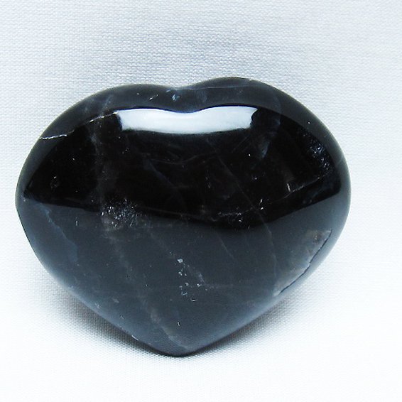 モリオン 純天然 黒水晶 ハート 置物[T375-5207]