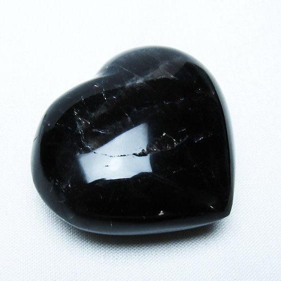 モリオン 純天然 黒水晶 ハート 置物[T375-5224]
