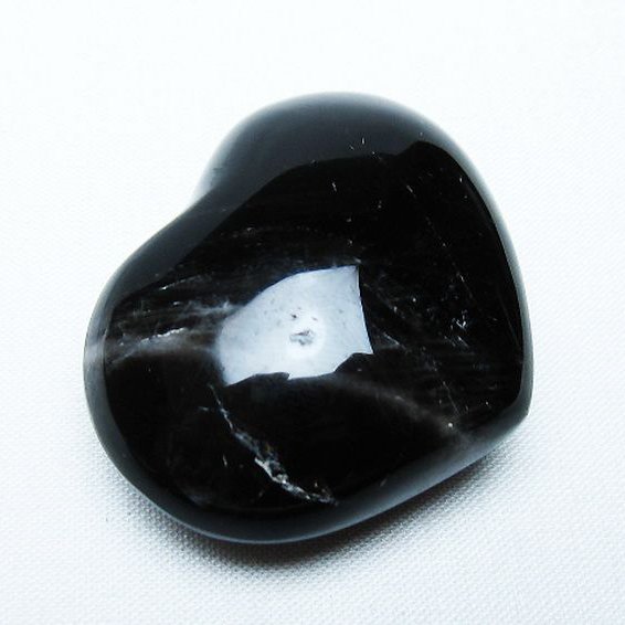 モリオン 純天然 黒水晶 ハート 置物[T375-5242]