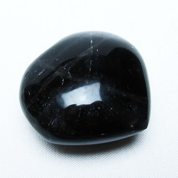 モリオン 純天然 黒水晶 ハート 置物 [t375-5247]