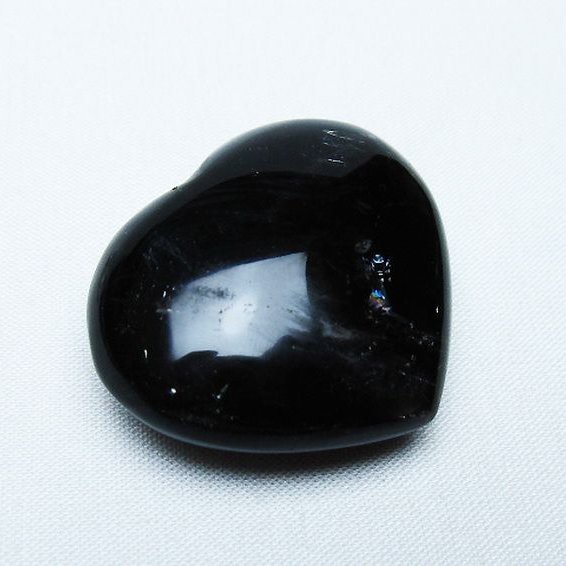 モリオン 純天然 黒水晶 ハート 置物 [t375-5265]