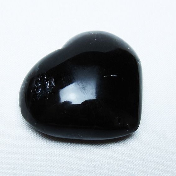 モリオン 純天然 黒水晶 ハート 置物[T375-5266]