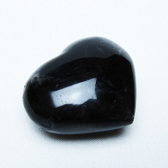 モリオン 純天然 黒水晶 ハート 置物 [t375-5270]