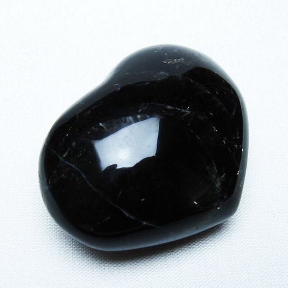 モリオン 純天然 黒水晶 ハート 置物[T375-5274]