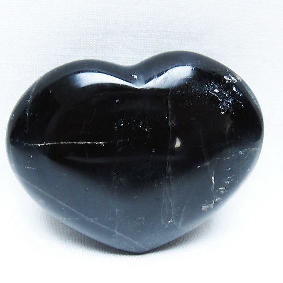 モリオン 純天然 黒水晶 ハート 置物[T375-5292]