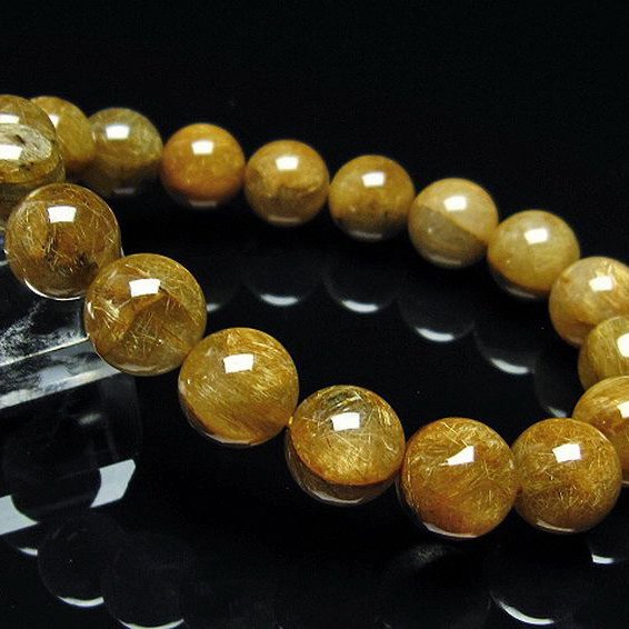 放射金針ルチル水晶ブレスレット 11mm [T38-1262]