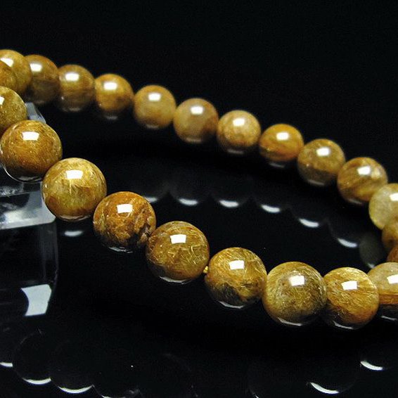 放射金針ルチル水晶ブレスレット 9mm [T38-1286]