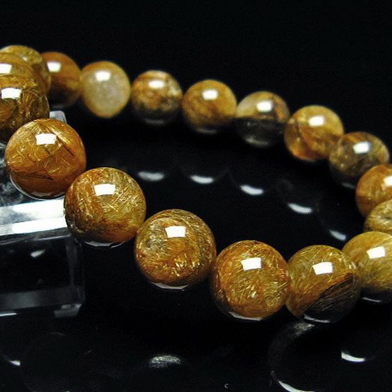 放射金針ルチル水晶ブレスレット 11mm [T38-1310]