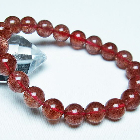 パワーストーン 天然石 アフリカンストロベリークォーツブレスレット 9mm [T381-1936]