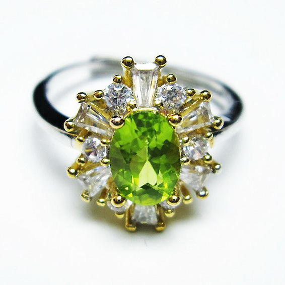 パワーストーン 天然石 ペリドット指輪(14号)[T382-4142]