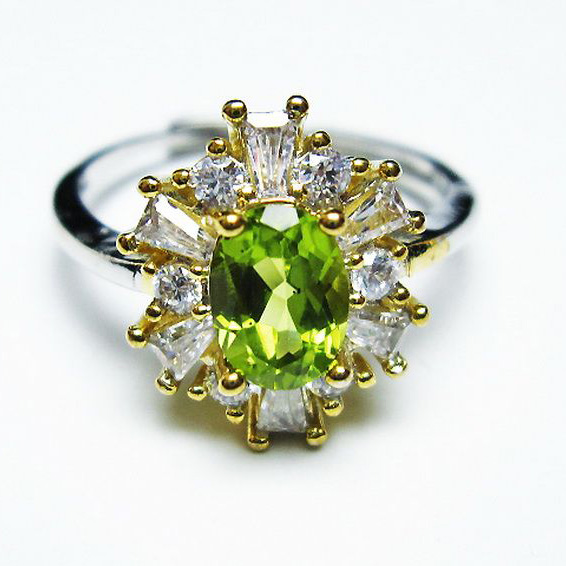 パワーストーン 天然石 ペリドット指輪(15号)[T382-4144]