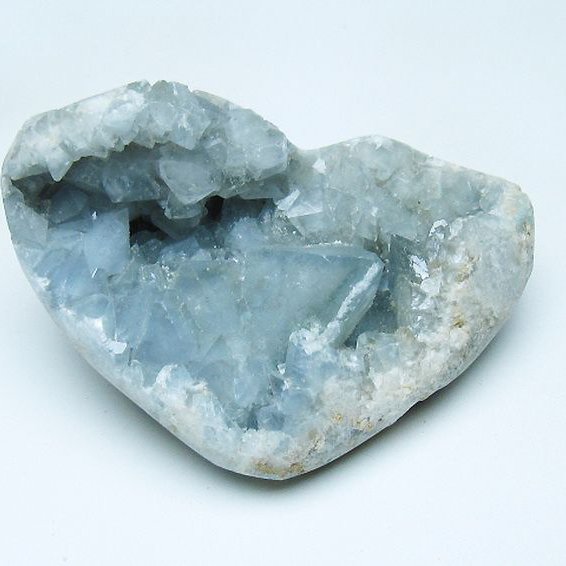 セレスタイト 天青石 ハートシェイプ 原石 [t385-14783]