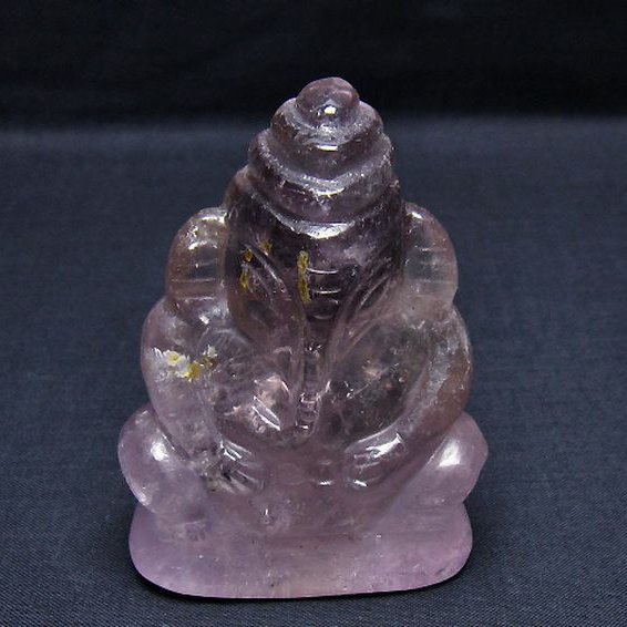 アメジスト ガネーシャ 彫刻品 置物[T42-638]