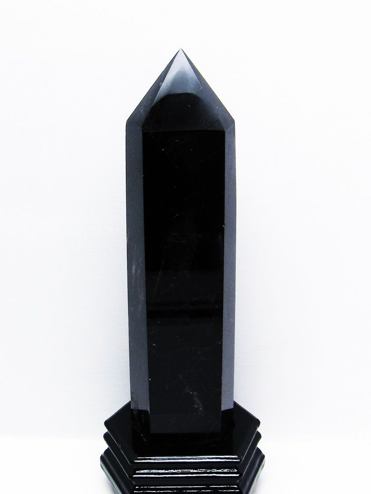 1.6Kgモリオン 純天然 黒水晶 六角柱[T43-7916]