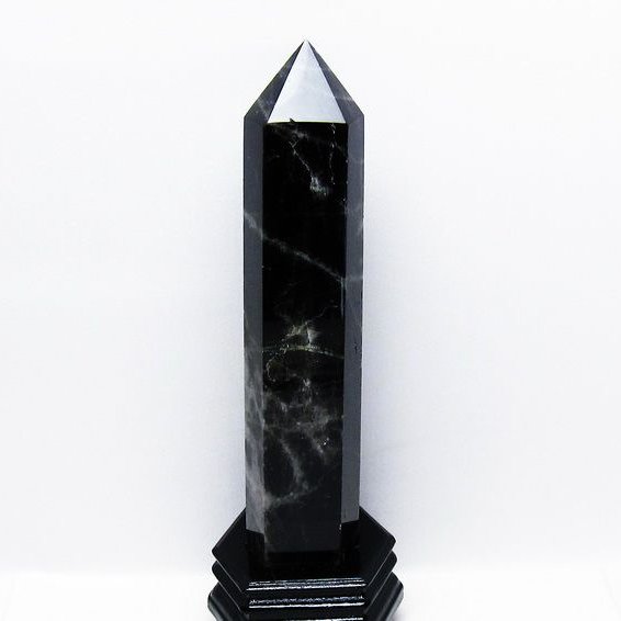 1.3Kgモリオン 純天然 黒水晶 六角柱[T43-7940]
