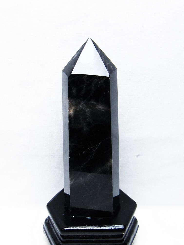 モリオン 純天然 黒水晶 六角柱[T43-8187]