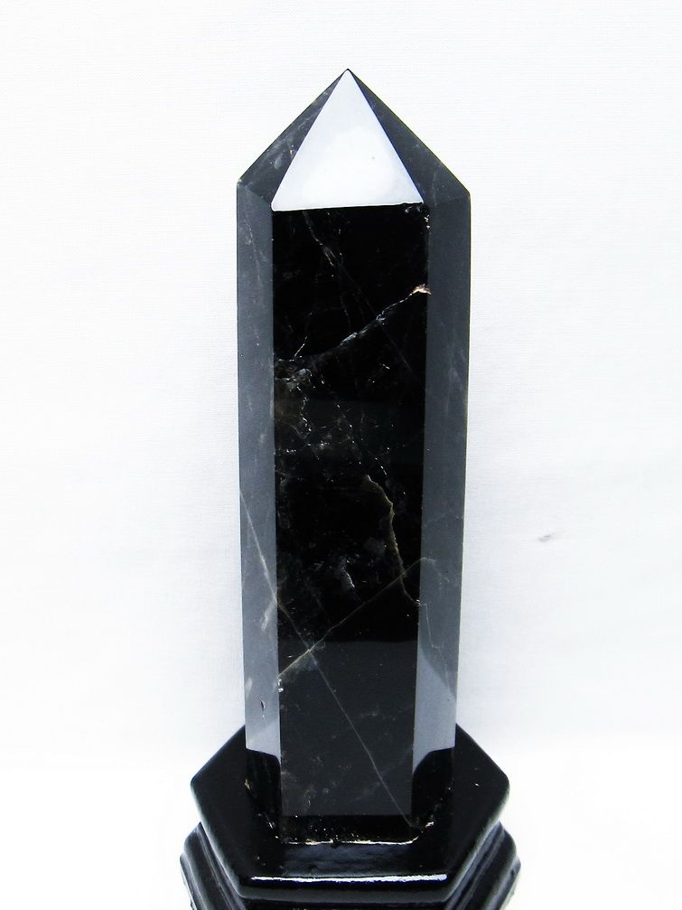 モリオン 純天然 黒水晶 六角柱[T43-8190]