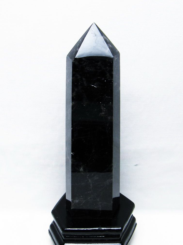 1.1Kgモリオン 純天然 黒水晶 六角柱[T43-8201]