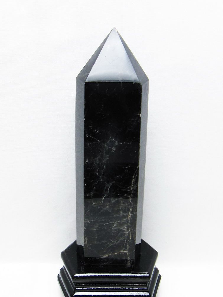 1.3Kgモリオン 純天然 黒水晶 六角柱 [t43-8650]