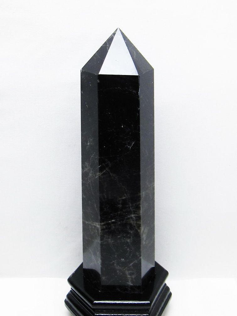 2.2Kgモリオン 純天然 黒水晶 六角柱 [t43-8674]