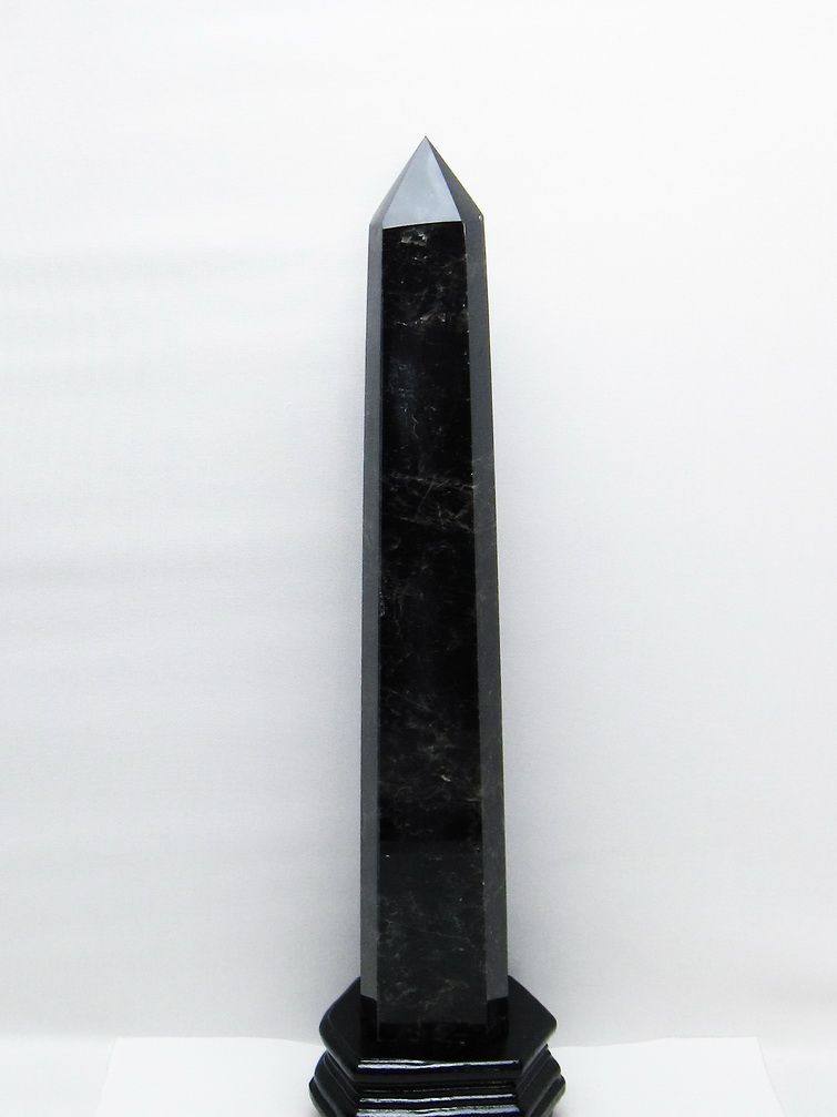 1.7Kgモリオン 純天然 黒水晶 六角柱 [t43-8693]