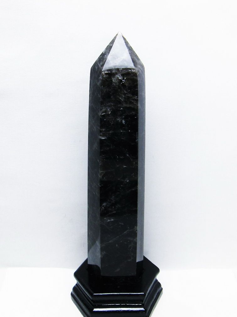 1.6Kgモリオン 純天然 黒水晶 六角柱 [t43-8749]