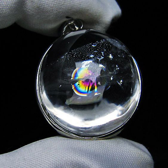 パワーストーン  アイリスクォーツ 虹入り レインボー水晶 ペンダント[T436-2647]