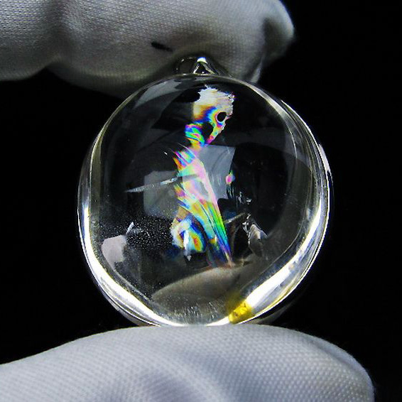 アイリスクォーツ 虹入り レインボー水晶 ペンダント[T436-2718]