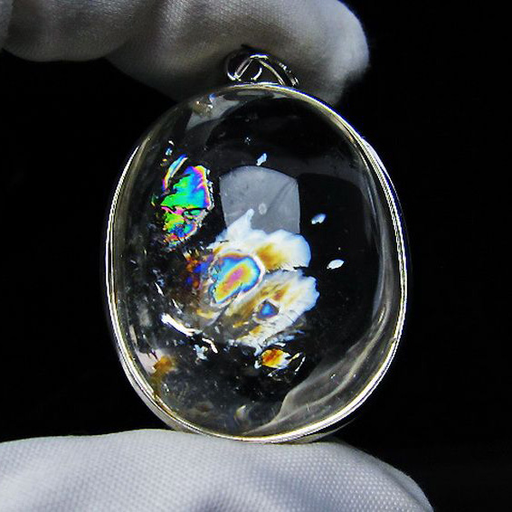 アイリスクォーツ 虹入り レインボー水晶 ペンダント[T436-2734]