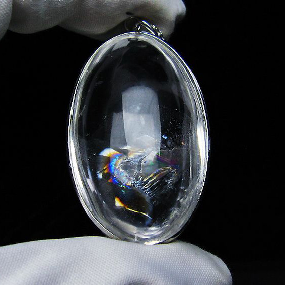 アイリスクォーツ 虹入り レインボー水晶 ペンダント[T436-2742]