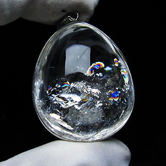 アイリスクォーツ 虹入り レインボー水晶 ペンダント[T436-2782]