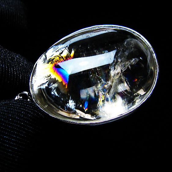 アイリスクォーツ 虹入り レインボー水晶 ペンダント [t436-3171]