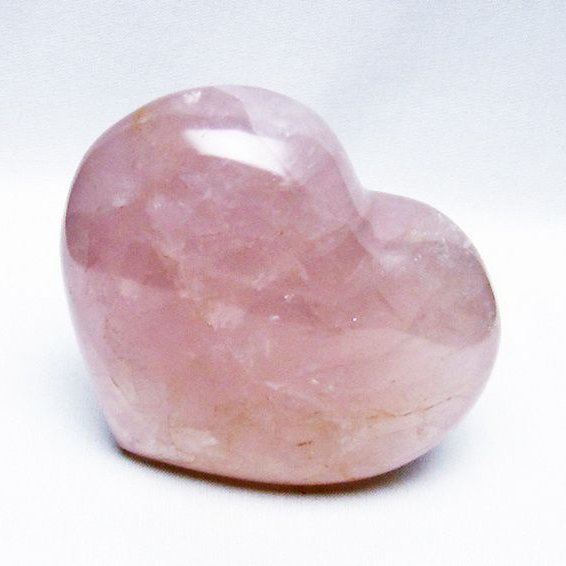 ローズクォーツハート置物[T457-3933]