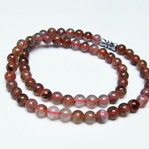 パワーストーン 天然石 ストロベリークォーツネックレス 6mm [T489-1544]