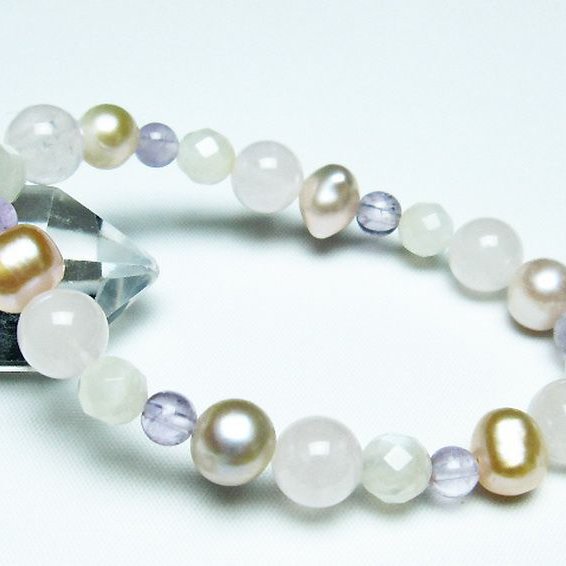 真珠 パール ミックスビーズ ブレスレット 6mm [T491-1585]