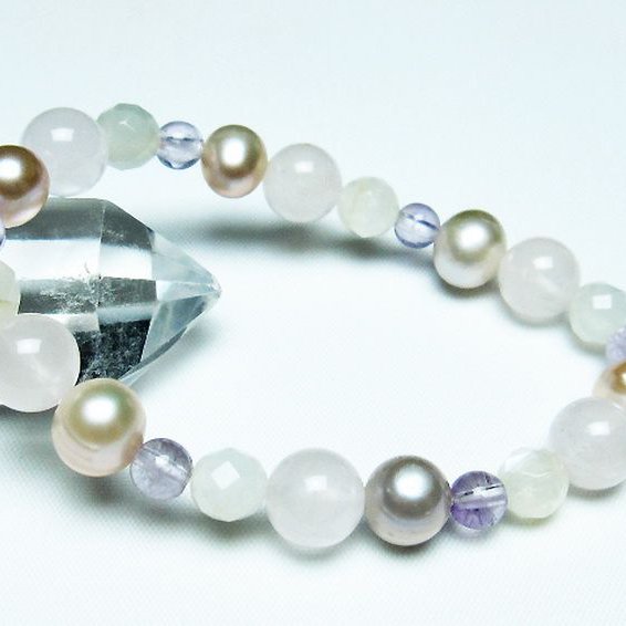 真珠 パール ミックスビーズ ブレスレット 6mm [T491-1602]