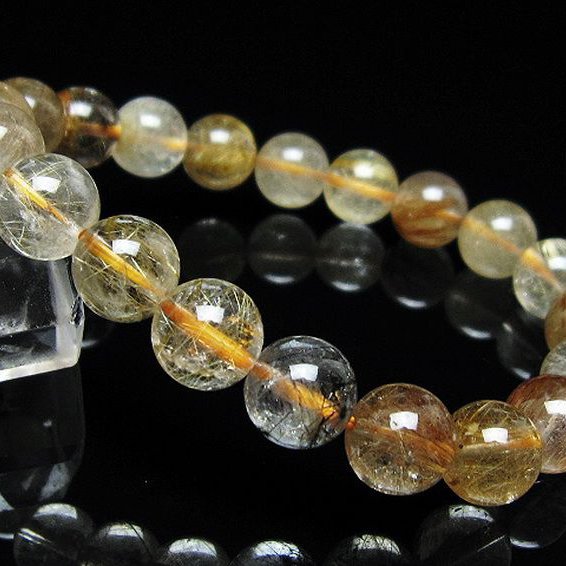 金針ルチル水晶ブレスレット 10mm [t5-21968]