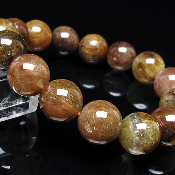 金針ルチル水晶ブレスレット 14mm [t5-22122]