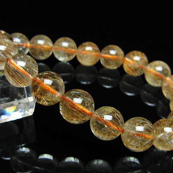 金針ルチル水晶ブレスレット 11mm [t50-10696]